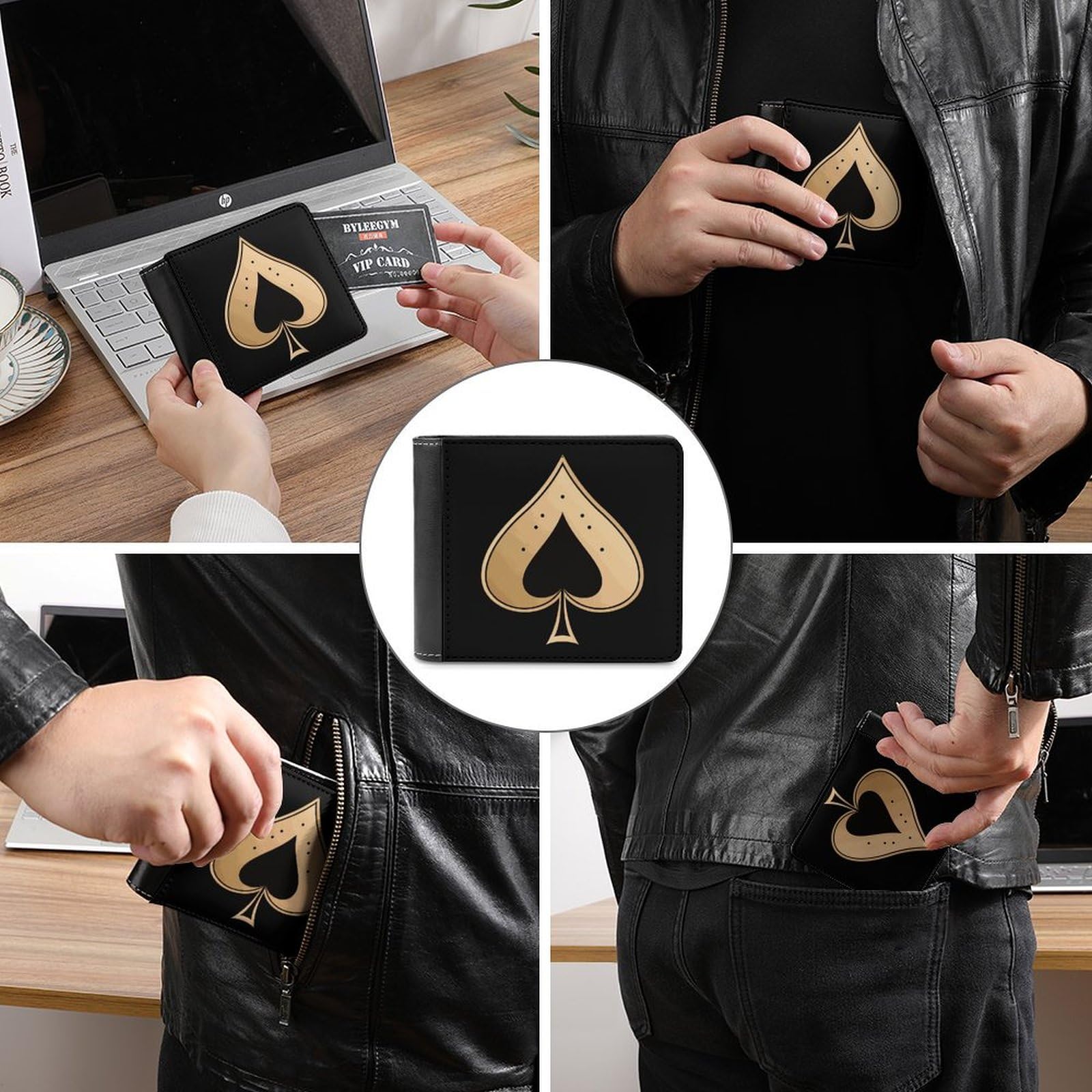Amazon.com: Ace of Spades Bifold Wallet PU Leather Purse Slim Cash